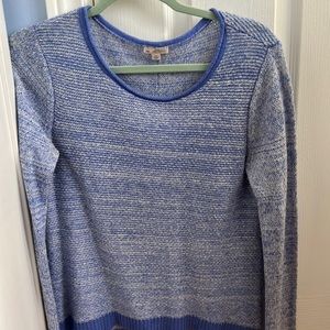 Light blue and white long sleeve sweater